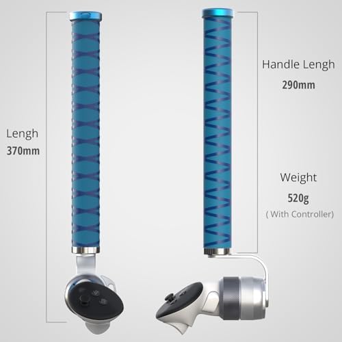 VR Cricket Bat Attachment for iB Cricket - Aluminum Short Cricket Bat Handle Accessory Compatible with Meta Quest 3/3s, Q2 and Q Pro Enhance Immersive VR Game Experience- Right(Blue) - 3
