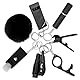 RosyFate Selbstverteidigung Schlüsselanhänger Set Frauen, 7 in 1 Self Defense Keychain Set, Sicherheits-Schlüsselanhänger-Zubehör, Sicherheitsalarm, Sicherheitshammer mit Gurtschneider (Schwarz - Neu)