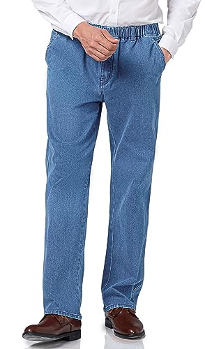 voeeron Mens Elastic Waist Jeans Loose Fit Casual Pants