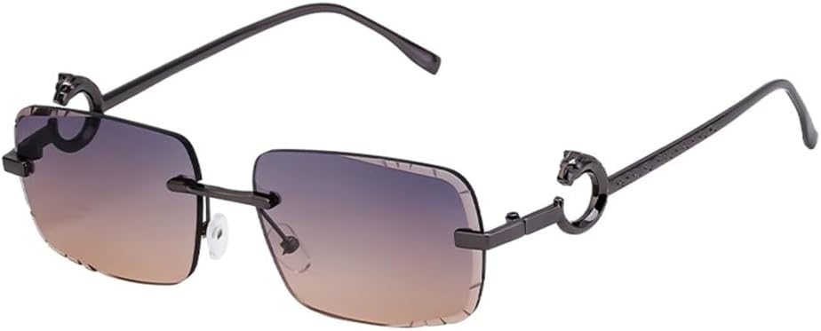 Frame Rectangle Sun Glasses Men Women Luxury Vintage Rimless Sun Glasses For Male Retro Metal Eyewear