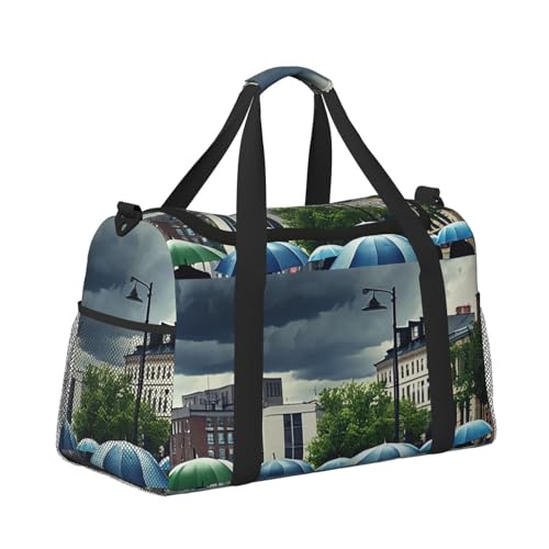 Sadness Stormy Day Umbrellas Print Travel Duffel Bag for Men & Women, Foldable Travel Bags and Spacious Weekender Tote Bag for Storage Toiletry Luggage Personal Item3