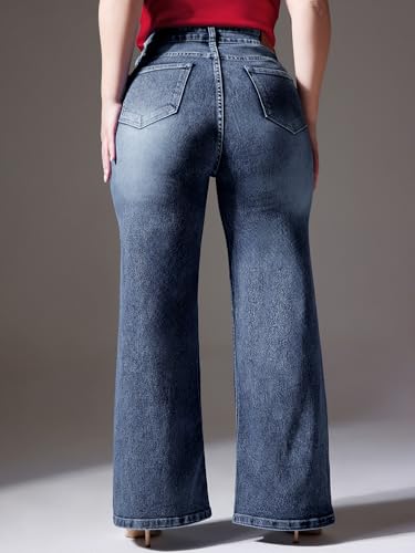 Image of Miss Chase A+ Women's Bootcut High Rise Regular Length Stretchable Denim Jeans