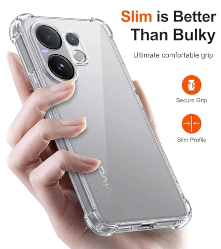 Image of Fashionury 3D Raised Transparent Crystal Clear Back Cover for Vivo V60 | Shockproof Design | Anti-Slip Grip | Camera Protection | 360 Degree Protection Mobile Case