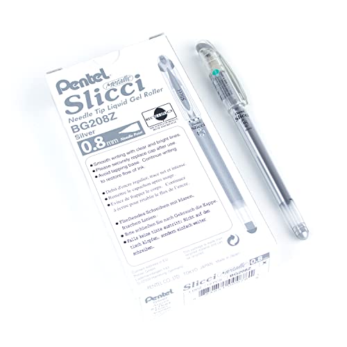 Pentel Slicci pointe aiguille roller gel argenté 0,8 mm loisirs créatifs