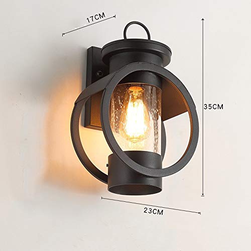 Applique murale extérieure rétro LED avec lanterne noire en fer étanche - 6