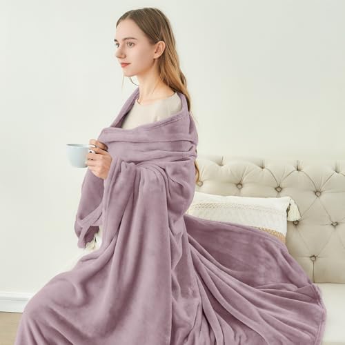 Image of BEDELITE Fleece Blanket Dusky Violet Throw Blankets for Couch & Bed, Luxury Plush Cozy Fuzzy Blanket 50x60 inches, Super Soft Warm Lightweight Throw Blanket for Travel Camping