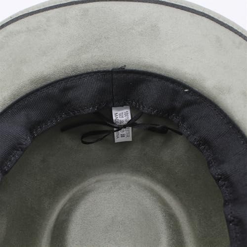 Image of Unisex Western Suede Cowboy Cowgirl Hat Classic Wide Brim Fedora Hat for Men &Women