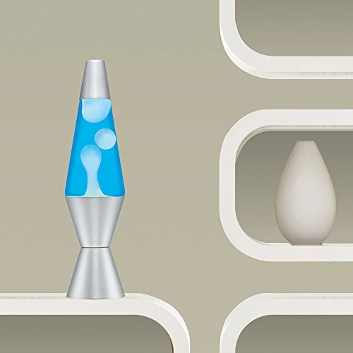 Lava the Original 14.5-Inch Silver Base Lamp with White Wax in Blue Liquid