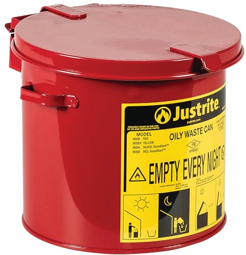 Justrite 2 Gallon Galvanized Steel Countertop Oily Waste Can
