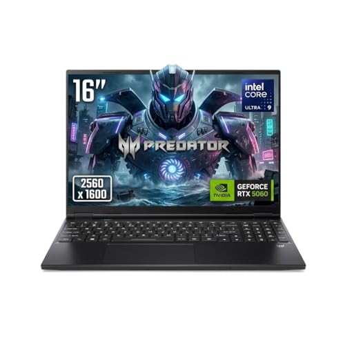 Image of Acer Predator Helios Neo 16S Gaming Laptop, 16 inch 240Hz WQXGA Display, Intel Ultra 9 275HX, NVIDIA GeForce RTX 5060, 48GB DDR5 8TB SSD, Four-Zone RGB Backlit KB, TB4, Wi-Fi 6E, 1080p Camera, Win11 Home