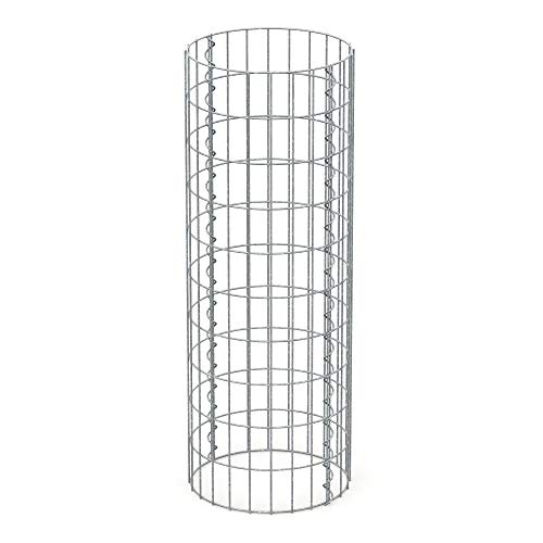 ECD Germany Muro de Gaviones Redondo Ø 35x100 cm Acero Galvanizado Malla 5x10 cm Espesor del Alambre 4mm Resistente a la Intemperie Cesta Vallas Decorativas de Piedra para Pared Bordes de Jardín