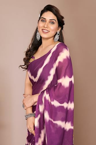 Image of MIRCHI FASHION Saree for Woman Chiffon Shibori Printed | Lightweight Regular Use and Professional Office Sari with Blouse Piece