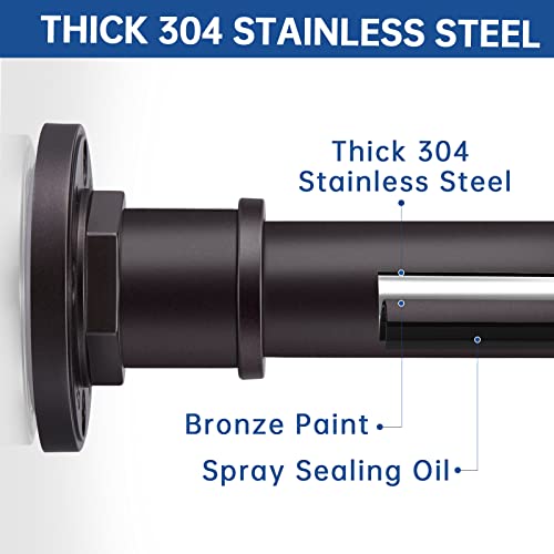 Image of BRIOFOX Industrial Shower Curtain Rod - 2-in-1 Design Tension Curtain Rod - Never Rust Non-Slip 43 to 72 Inch Stainless Steel, Bronze Window Curtain Rod