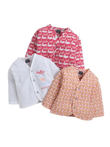 Image of POLKA TOTS 100% Organic Muslin Jhabla for Baby Boys & Girls | Unisex Half Sleeves Front Open Vest for Infants | Ultra-Soft, Breathable & Lightweight Summer Jabla Set | Regular Fit (Pack of 3)