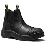 ROCK POSTER Men's Work Boots Steel Toe Waterproof Slip On Anti-Puncture Slip Resistant Safety Working Boots,Black,13,822