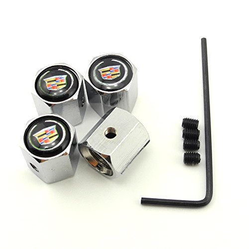 iDoood Anti-Theft Tire Steam Valve Caps 4 pcs Set for Cadillac