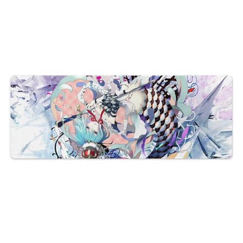 大型 萌え アニメ柄 鹿目?魔法少女まどか マギカ 人魚さやか 【天然ゴム素材 エッジ周辺強化】 光学式マウス対応 精準感UP 自由操作 飾りマット デスクマット 防水防塵 ズレない 水洗い FPSゲーム/オフィスに適用 30x80cm