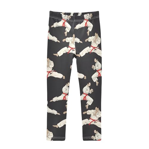 ALAZA Girls' Leggings Children's Yoga Pants Skinny Printed Dance Karate Black Comfortable 4T