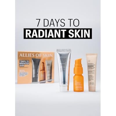 Allies of Skin 7 Days to Brighter Skin Kit - 3-Step Vitamin C Skincare Set with 20% Vitamin C Serum, Amino Acid Cleanser & Peptide Moisturizer