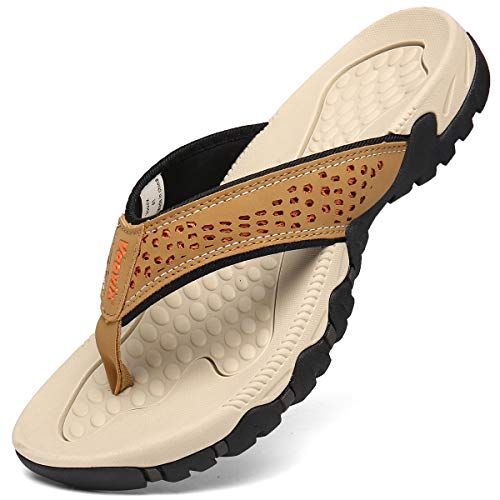Voovix Infradito uomo Estive Flip Flop Sandali Sportivi Piatti Pantofole da Spiaggia Ciabatte Infradito e Mare Adulto, Beige42