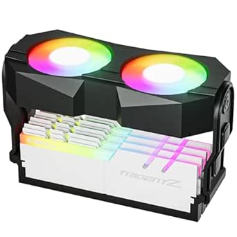 X5 Memory RAM Cooling Fans, 5V/3Pin ARGB Light Effect RAM Cooler with Dual 60mm PWM Fans, Anti-Static ABS, Tool-Free DIY PC Gaming Case Installation