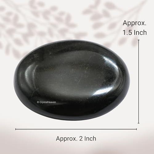 Image of Crystal Heaven Black Agate Crystal Palm Pebbles Stones For Anxiety Stress Relief Massage - Aaa Grade Original Healing Gemstone Agate Palm Stone For Yoga Meditation Spiritual Reiki Feng Shui