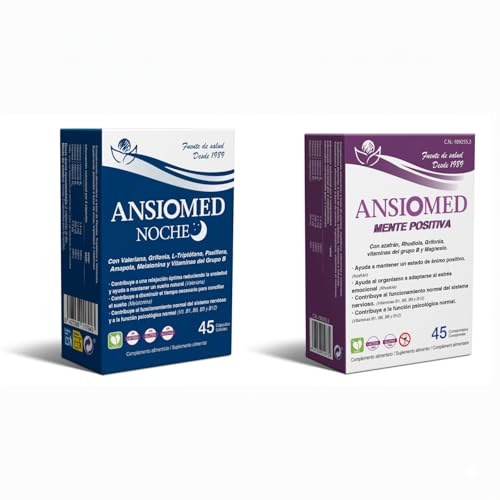 Pack Especial Ansiomed Día y Noche - Ansiomed Mente Positiva + Noche- Ayuda al Funcionamiento Normal del Sistema Nervioso y Contribuye a la Relajación