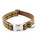 Personalized Dog Collar, Classic Custom Engraved Collar with Customized Text (Size XS S M L XL) (Green Plaid)