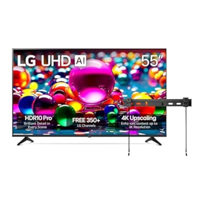 LG 55" Class UA7700 (2025) 4K LED WebOS25 Smart TV - a7 AI Processor 4K Gen8 HDR10 Bluetooth Game Optimizer Compatible Compatible with Alexa & Google Assistant with Wall Mount (Renewed)