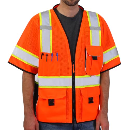 Dib Safety Reflective Vest Heavy Duty ANSI Class 3 with 3M tape, Orange 4XL