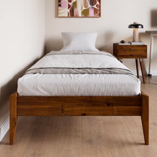 La Mejor Selección de Bases de Cama de Madera los preferidos por los clientes. 49 Bme Dinkee – Plataforma Madera Maciza 38 cm sin cabecera, ensamble japonés, Estilo Moderno Minimalista, Soporte Listones, ensamblaje fácil, sin Box Spring, Color Chocolate,...