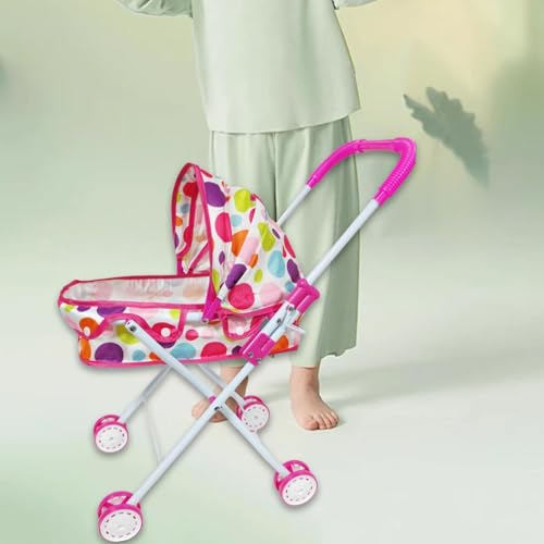 Dickly Puppenwagen, Rollenspiel-Simulations-Kinderwagenspielzeug mit Baldachin für Rollenspiele im Freien – Bild 5