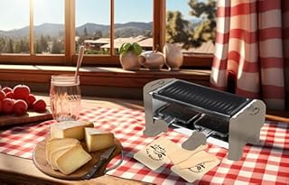 LITTLE BALANCE 8693 Raclette Duo Meuuh...!, Appareil à raclette 1/2 personnes, Grill amovible, 2 spatules +2 planchettes, Revêtement anti-adhésif, 320 W, Muscade