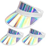 3 Pack Sun Visor Hats Women Men Colored Plastic Bingo Visors Hat Colorful Adjustable Sports Golf Beach Tennis Caps Sunhat