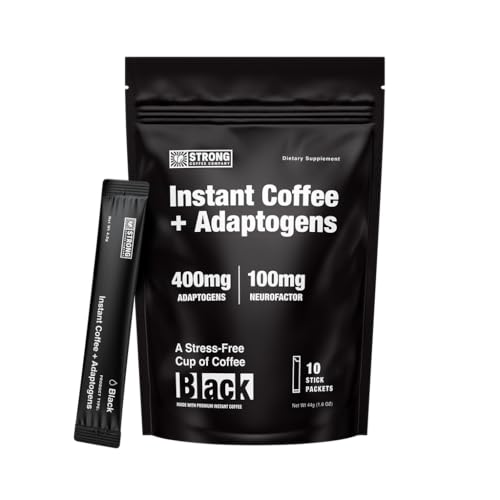 STRONG COFFEE COMPANY | BLACK | PREMIUM ORGANIC INSTANT BLACK COFFEE | 10 SINGLE SERVINGS PER PACK - Smooth Taste