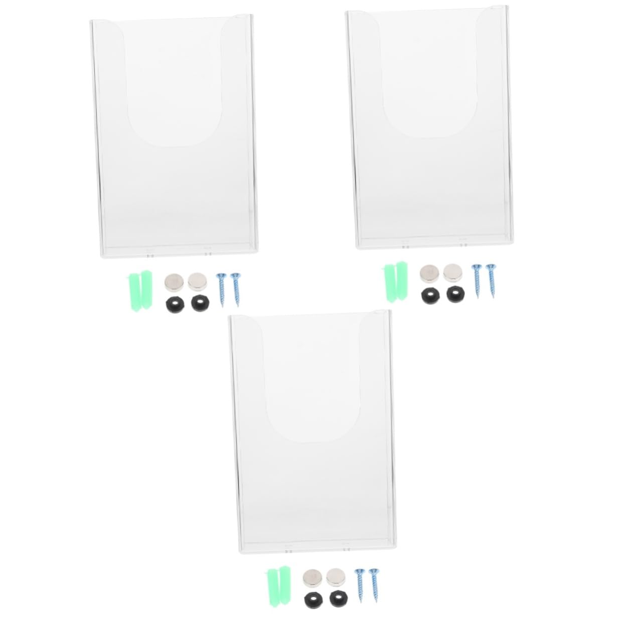 AYUWQZX Portrait Literature Stands for Display, Wall Mounted Transparent Plastic File Storage Rack, 3 Pack, 6.5x4.3x2 inches