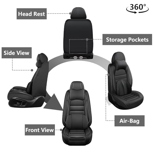 Image of Car Seat Covers for Ford F-150 F-250 F-350 XL XLT STX Lariat King Ranch Platinum Raptor Seat Covers 2007-2026, Waterproof Seat Protectors(Luxury 2 Seats /Black)