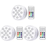 BESTonZON 3Sets Drahtloses Brunnen-Teichlicht mit Party-Saug-Gartentank Magnetischer Batteriebetriebener Pool Weiße LED-Unterwasseraquarium-Fernbedienungslampe Tauchbar für Lichter