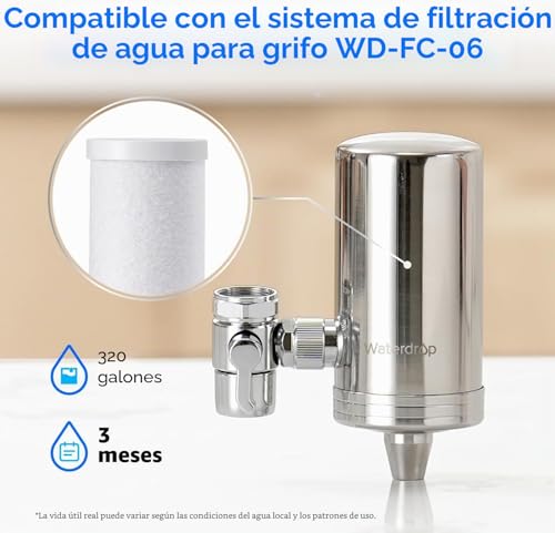 Miniatura 2 de Waterdrop Wd-Ff-03a Filtro De Carbón De Repuesto Para Grifo Wd-Fc-06, Reduce 94.42 Cloro, Mal Sabor Y Más, Dura Hasta 9 Meses Paquete De 3