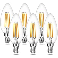 Lepro Bombilla Vela de Filamento LED E14, 4.5 W Equivalente a 40W, 470 Lúmenes, Blanco Cálido 2700K Bombilla LED E14 Casquillo Fino, Lámpara Retro Vintage LED, No regulable, 6 Unidades