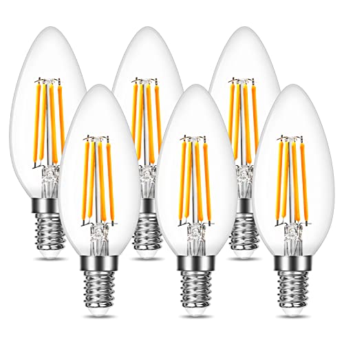 Lepro E14 LED Light Bulb, LED Candle Bulbs Small Screw, 4W 470lm, 40W Equivalent SES E14 Bulb Vintage, Warm White 2700K C35 Light Bulbs, 360Â° Beam An