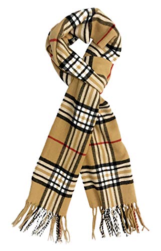 Calvia Cashmere Feel Scarf - Super Soft & Warm - Elegant Looks for Women & Men(Camel Plaid)