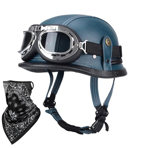 Casco de moto de cuero estilo retro B-XL con acabados de alta resistencia