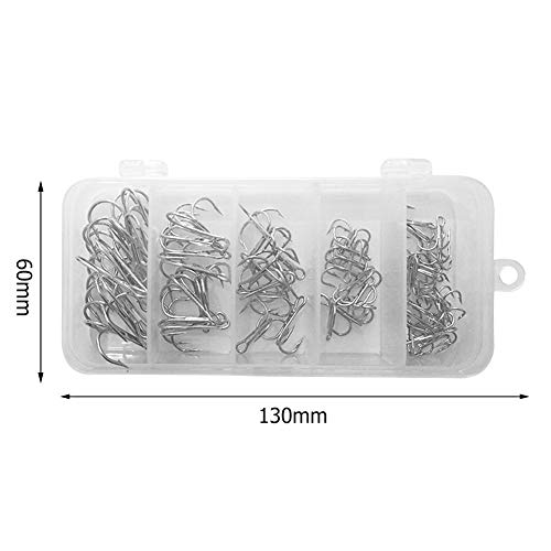 Ganchos de peixe limpos, 51 peças de anzóis de pesca de aço carbono com caixa de plástico, gancho de