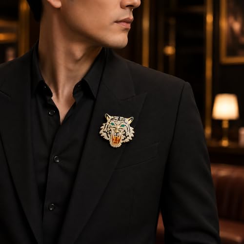 Image of Animal Brooch for Men Vintage Metal Wildlife Lapel Pin Suit Jacket Badge Fashion Accessories for Men