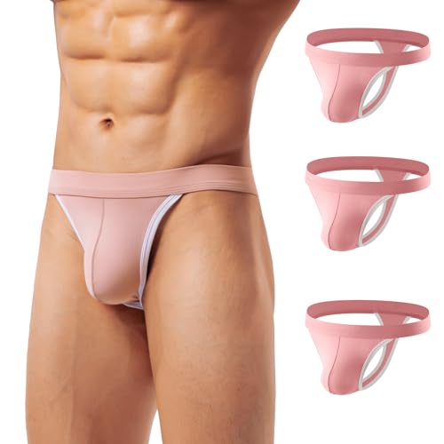 Mens Sexy Thongs Underwear Low Rise Bulge Pouch T-Back Thongs 3 Pack