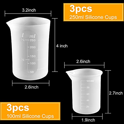 Coopay vaso medidor de silicona 250 ml y 100 ml, pack 6 miniatura 2