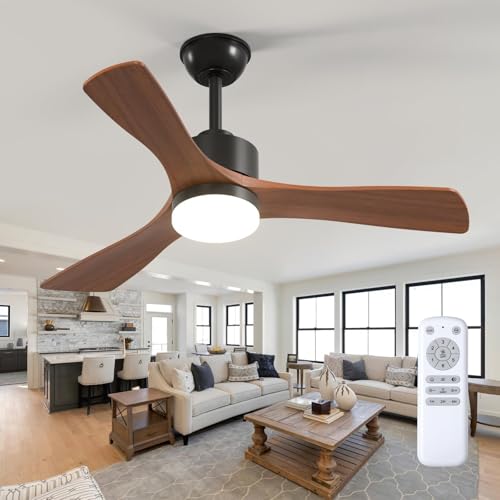Image of addlon 42 Inch Solid Wood Ceiling Fans with Lights and Remote Control