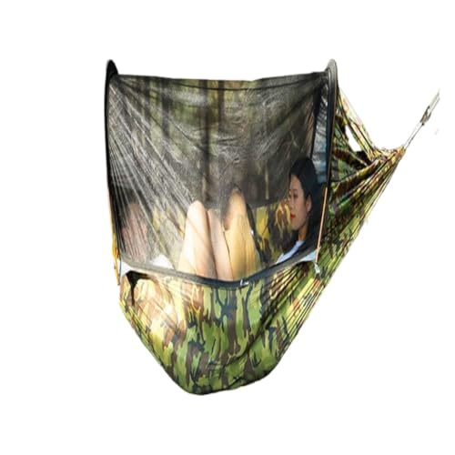 Hammock Outdoor Double Aluminum Pole Anti-mosquito Anti-rollover Extra-wide Hammock Outdoor Swing Single Three-person Camping Hammock Lightweight(A)