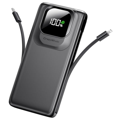 Crazywhale Portable Charger Power Bank with Built-in Cables Fast Charging